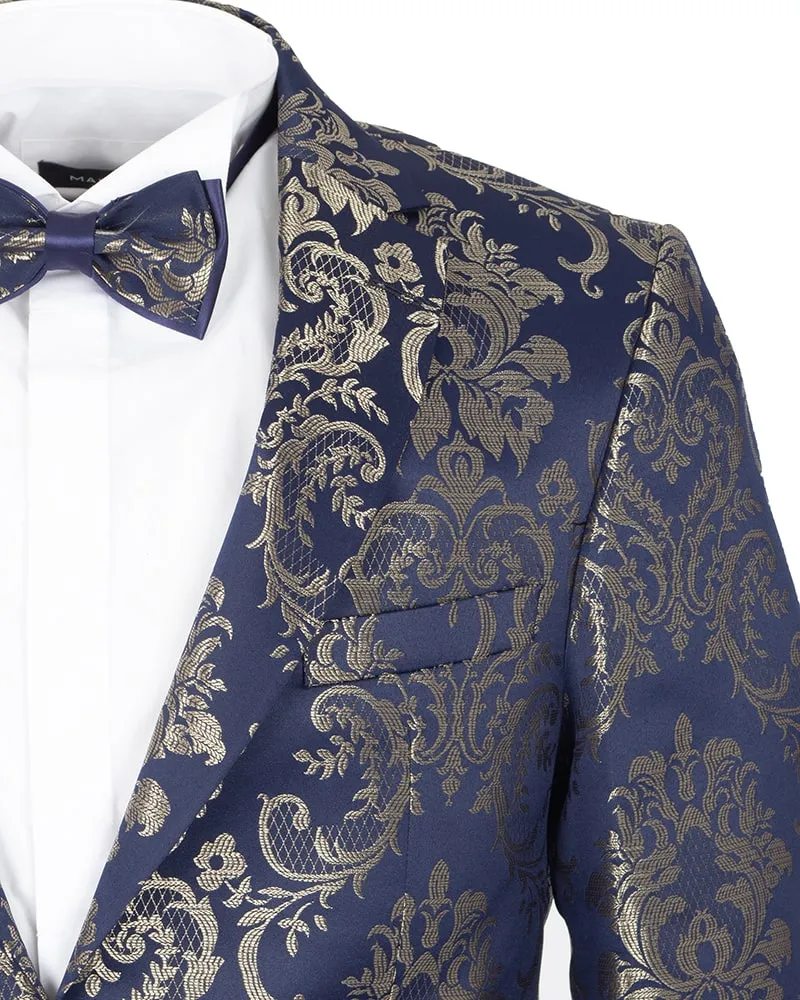 Gold Paisley Printed Men's Blazer