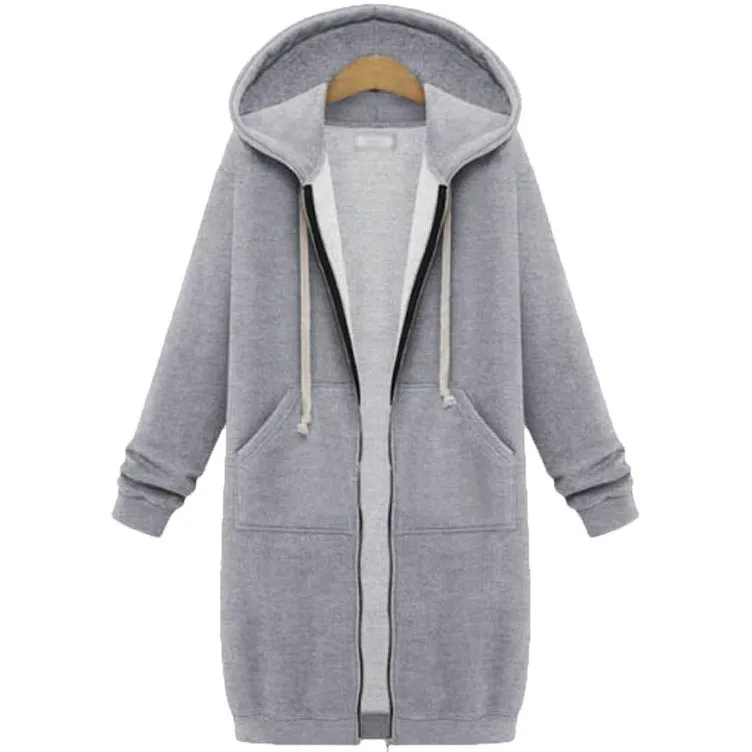 Hooded Long Sleeve Sweater Fleece Long Jacket