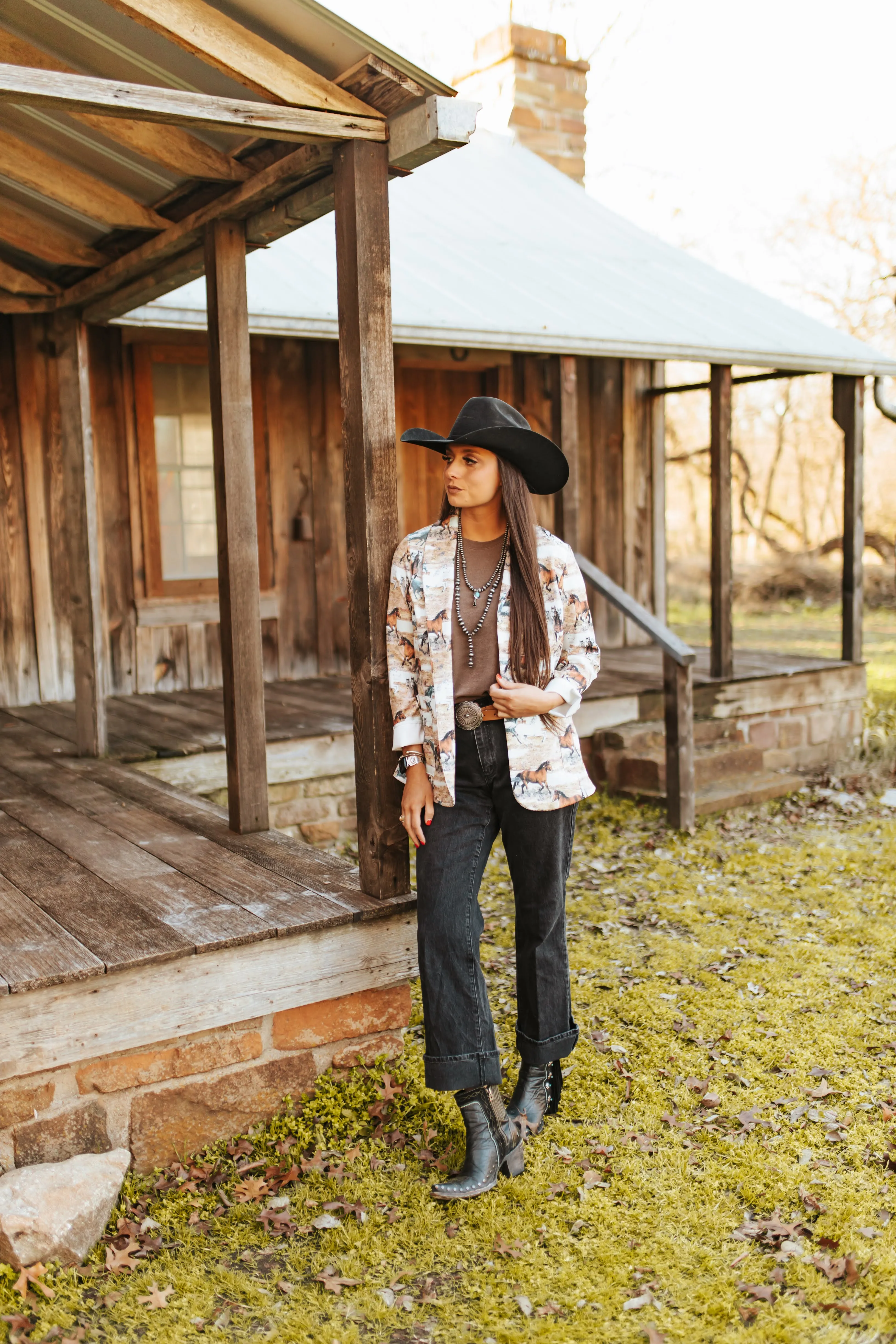 Horse Print Pocket Blazer