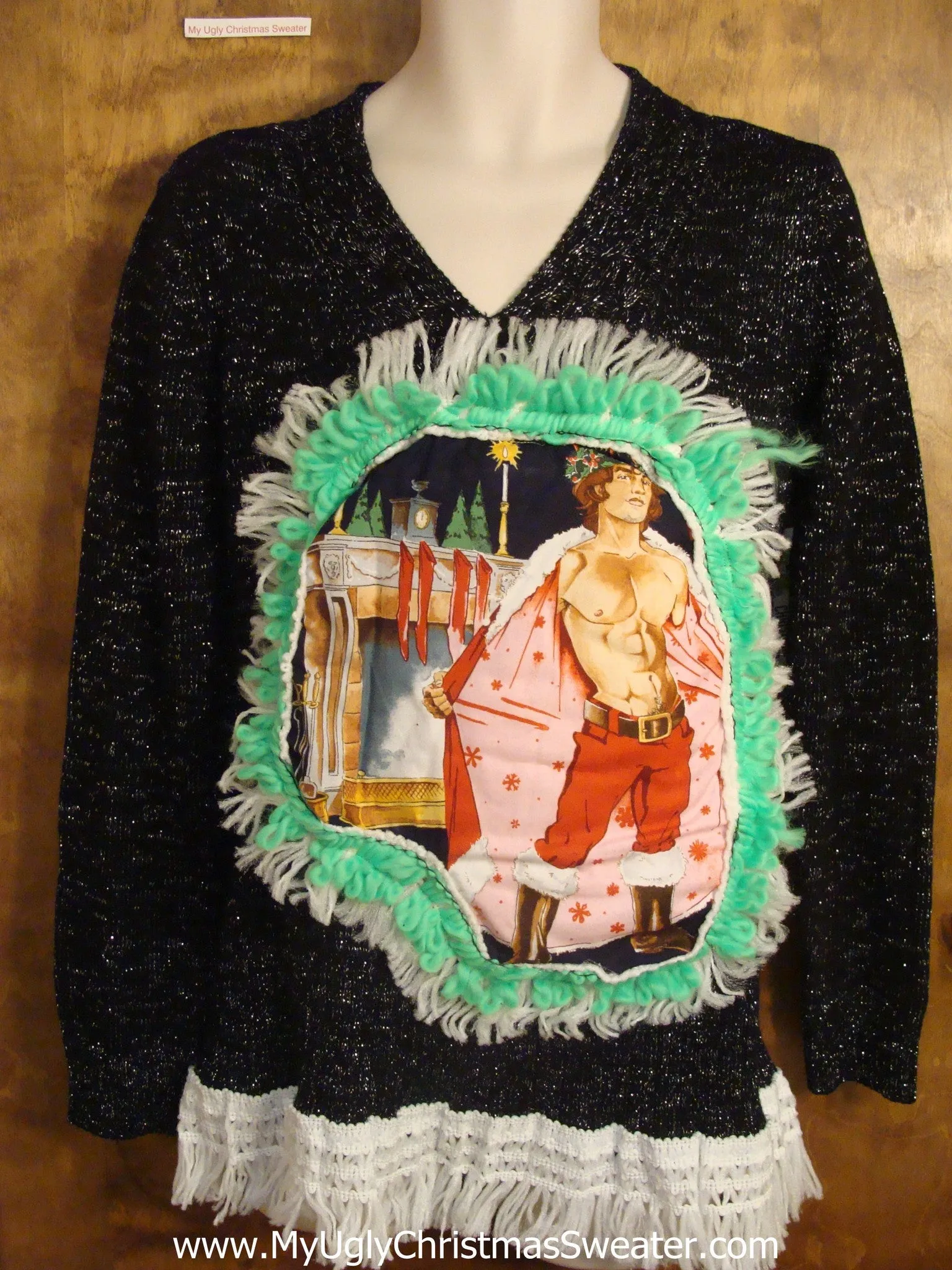 Hottie Guy with Cape Christmas Sweater