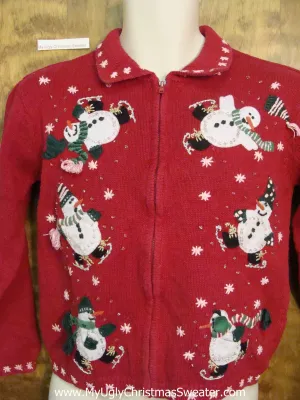 Ice Skating Snowmen Ugliest Bad Christmas Sweaters Child Size