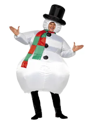 Inflatable Snowman Costume, White