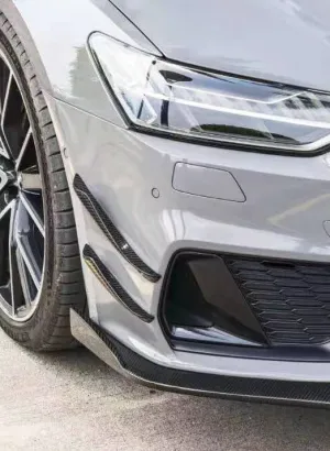 Karbel Carbon Dry Carbon Fiber Front Bumper Canards for Audi S7 & A7 S Line & A7 2019-ON C8