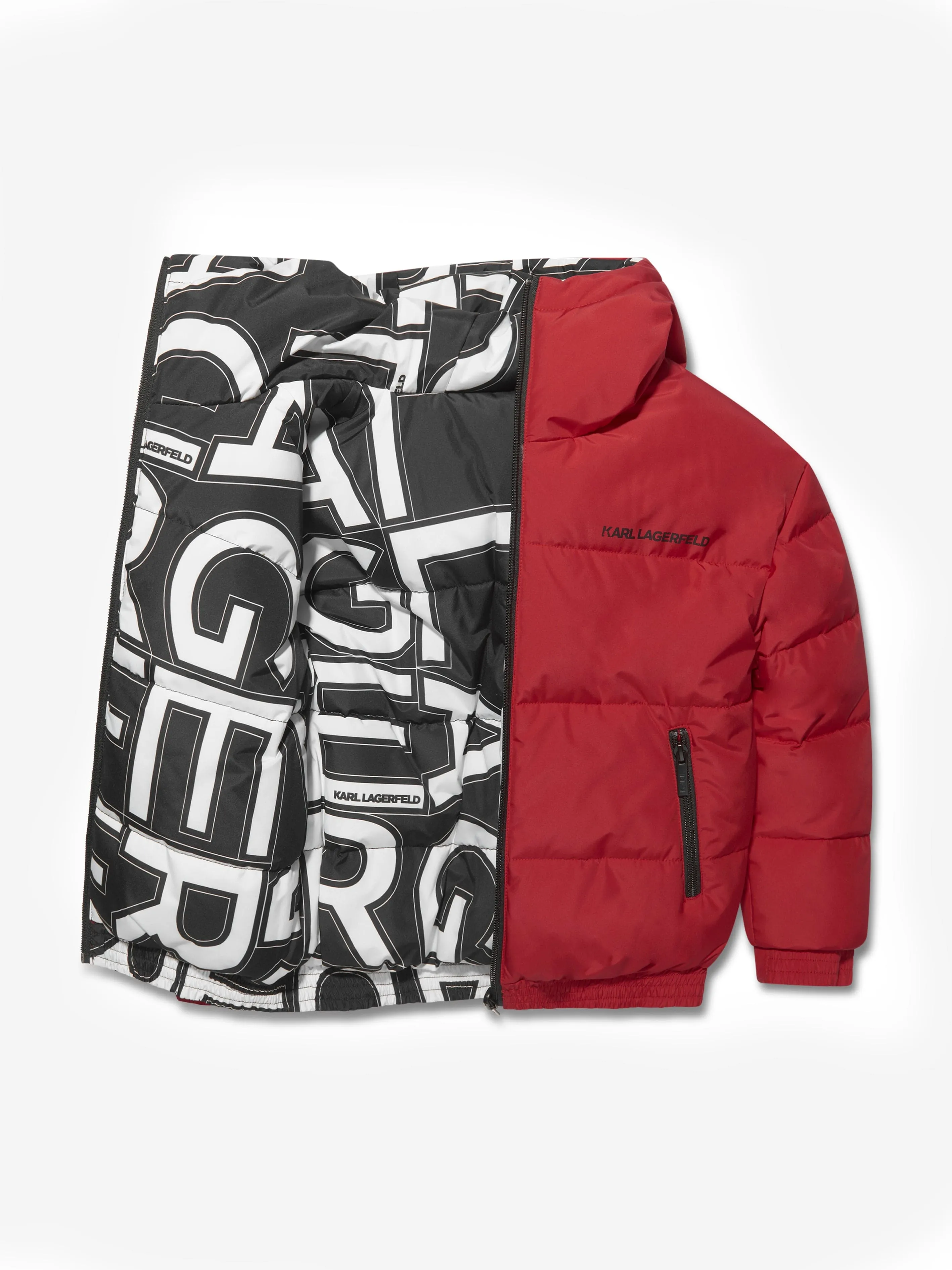 Karl Lagerfeld Boys Reversible Puffer Jacket in Red