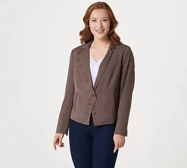 Laurie Felt Pleated Back Blazer Reg 14 Steel Grey