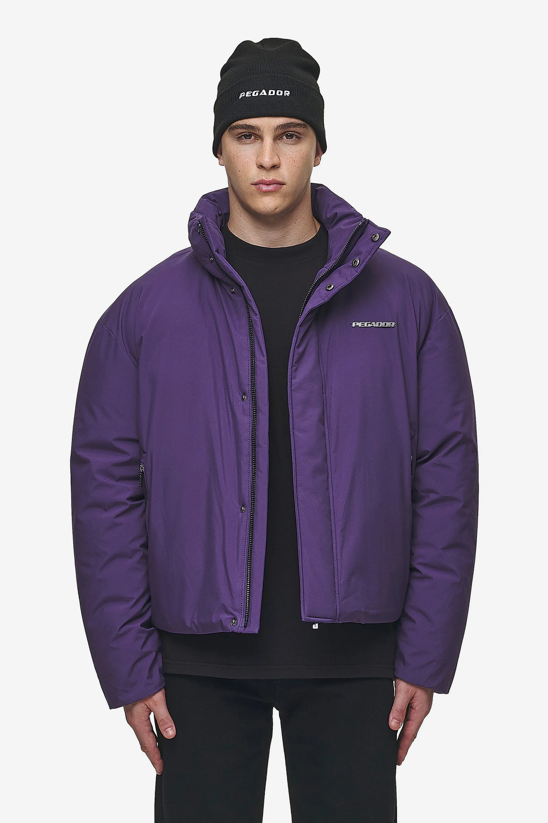 Lavoy Cropped Boxy Puffer Jacket Deep Purple