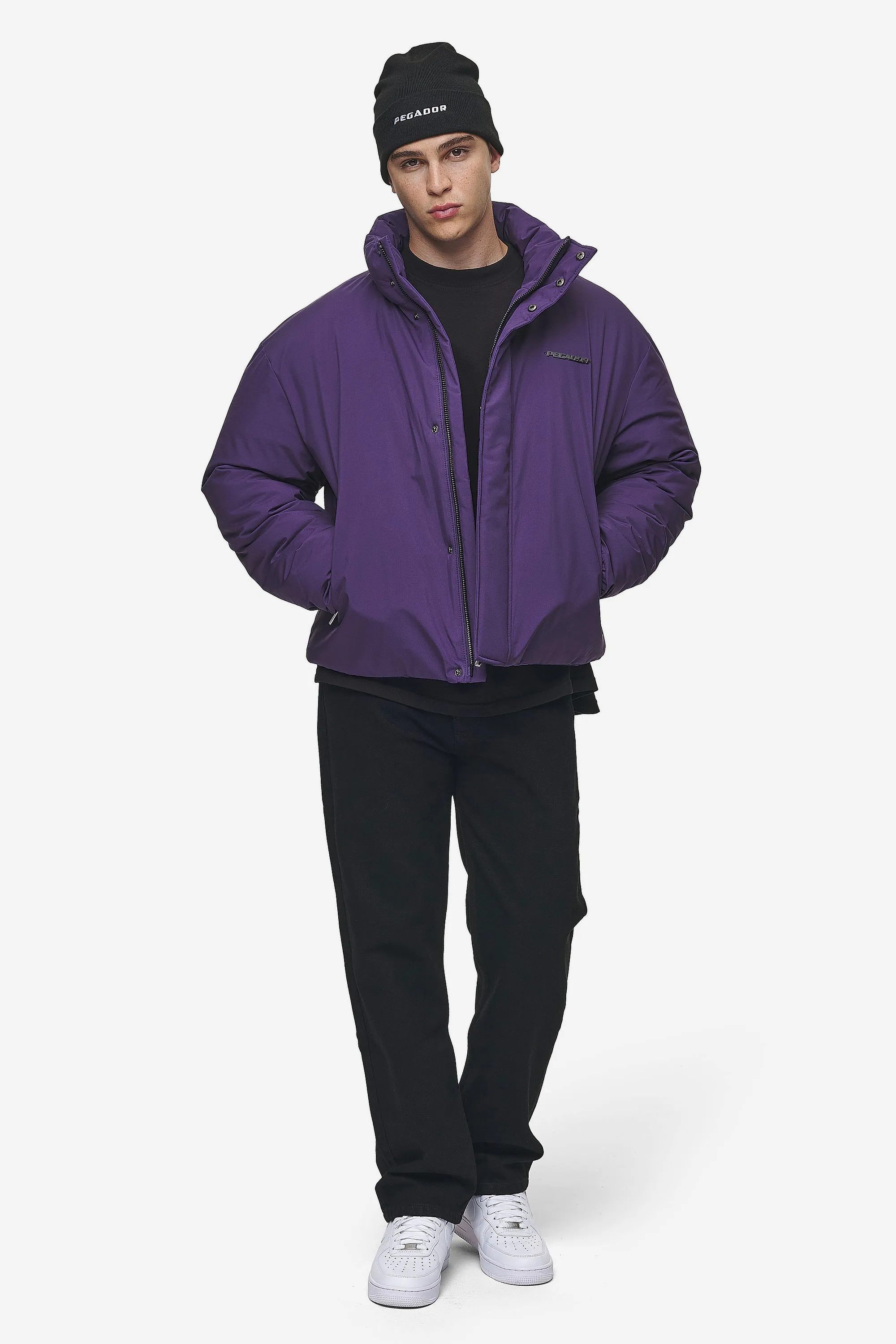 Lavoy Cropped Boxy Puffer Jacket Deep Purple