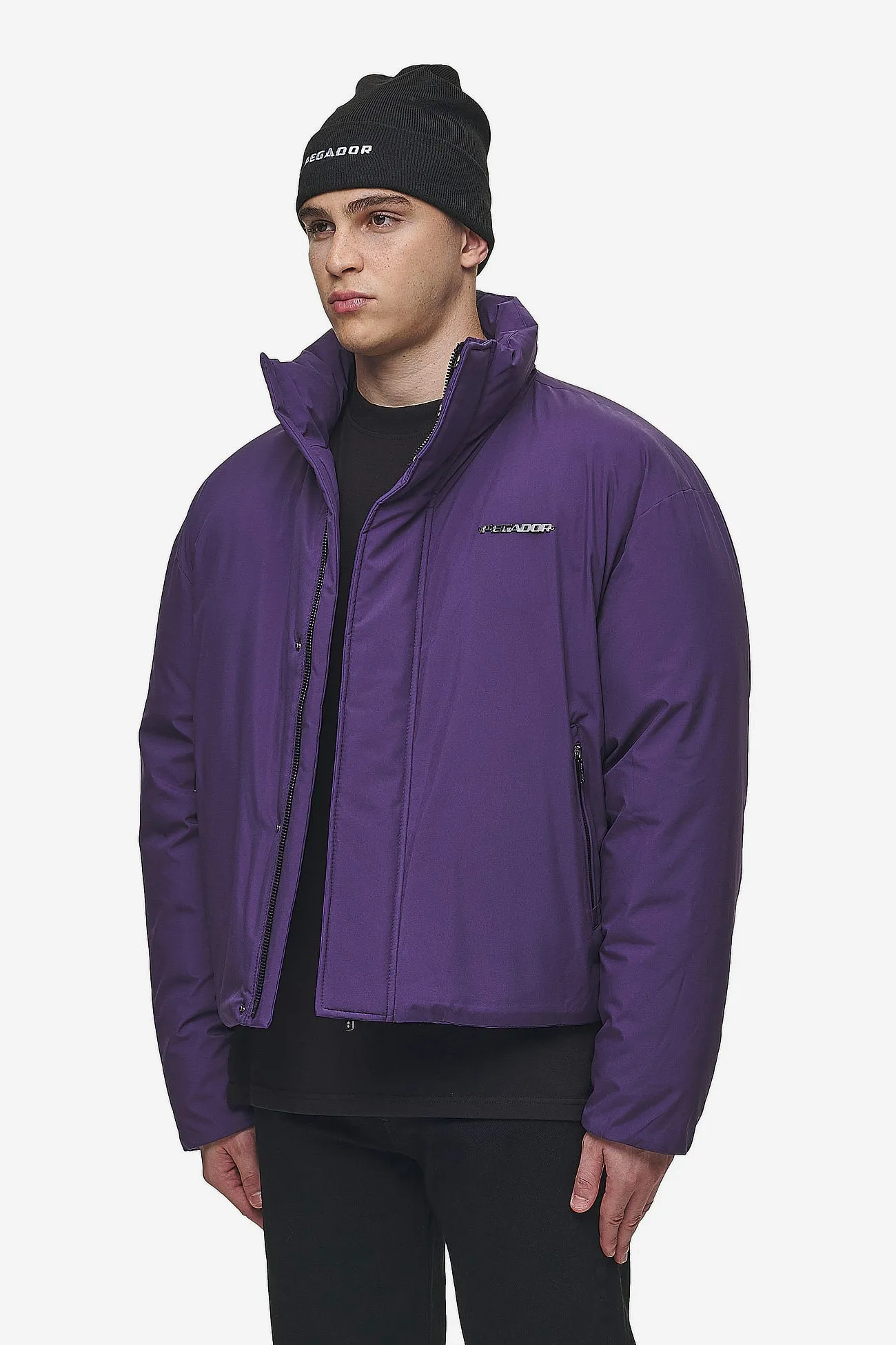 Lavoy Cropped Boxy Puffer Jacket Deep Purple