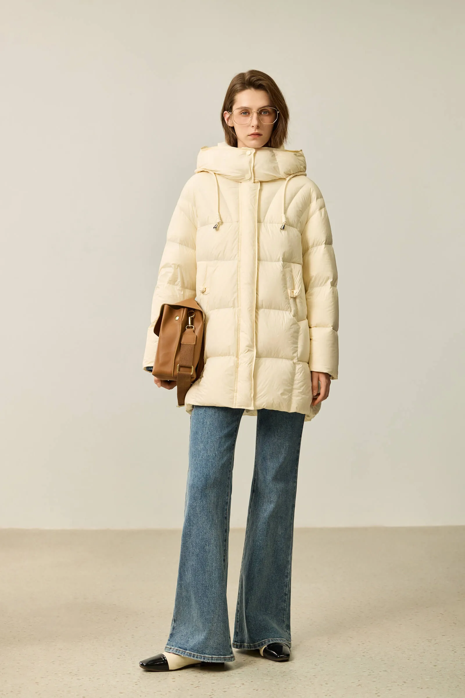 LILY Solid 90% White Duck Down Coat