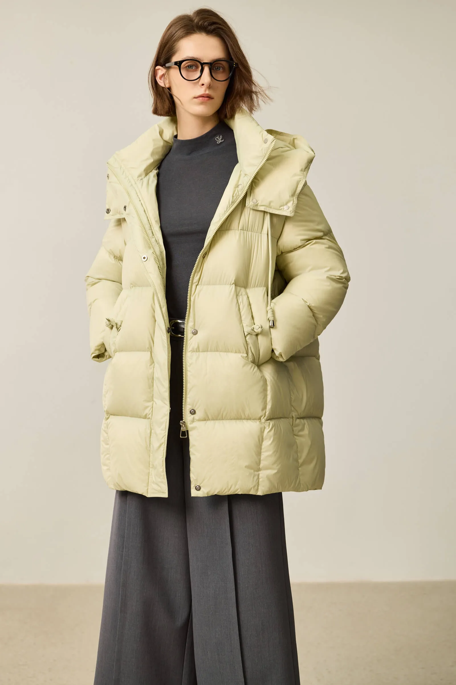 LILY Solid 90% White Duck Down Coat