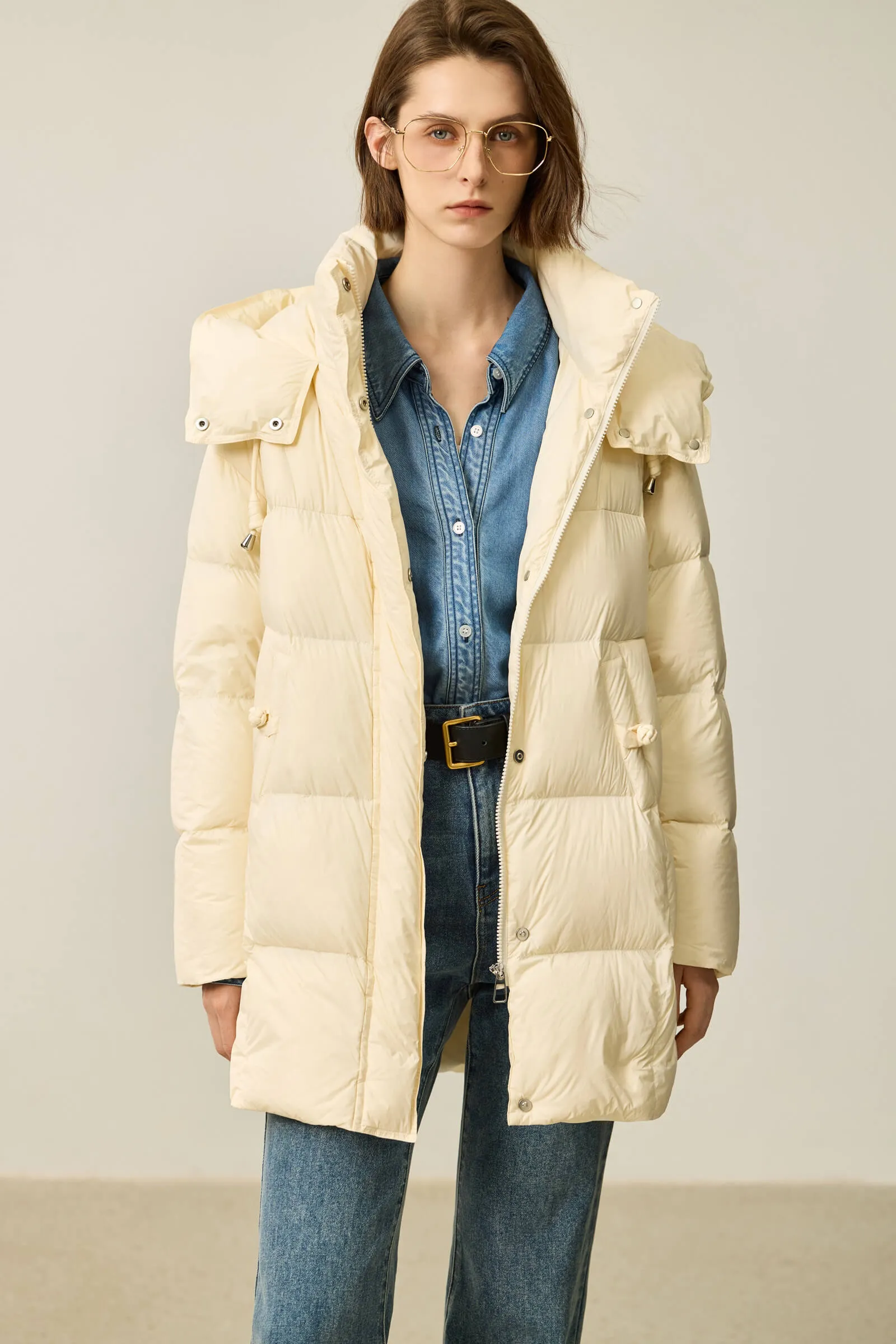 LILY Solid 90% White Duck Down Coat