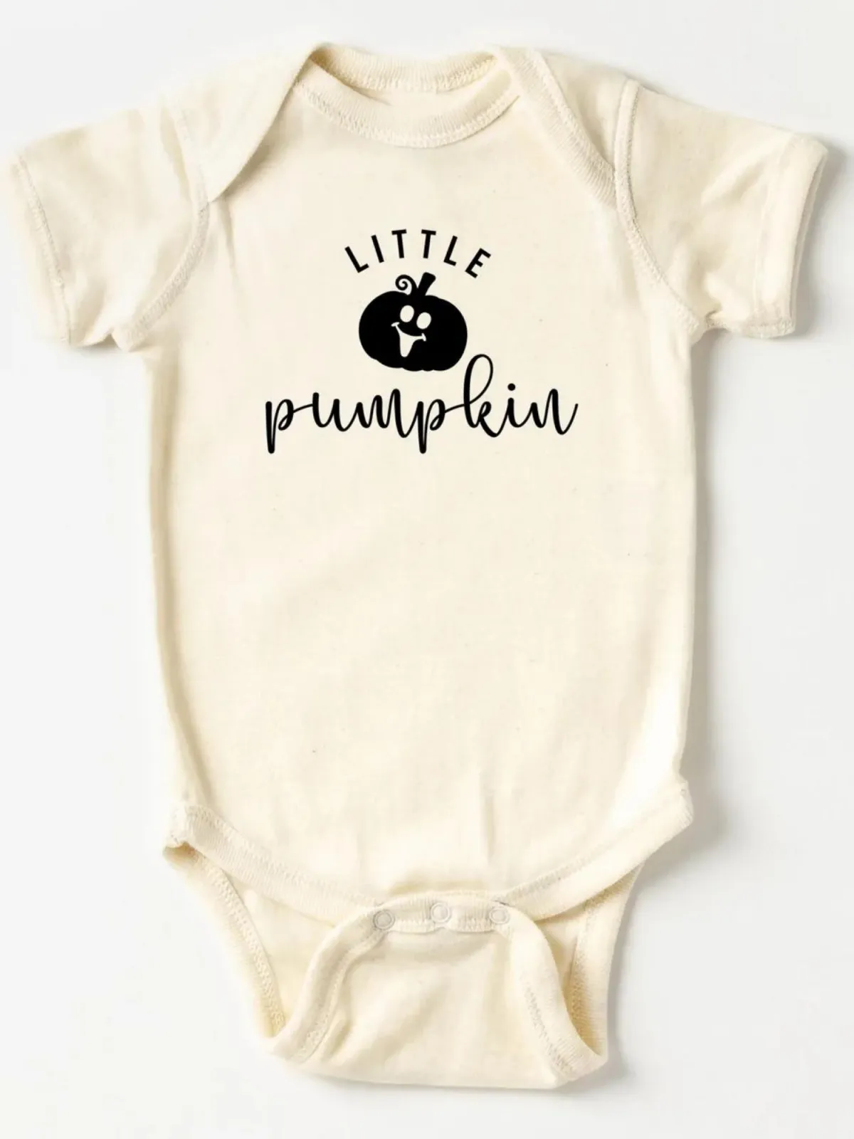 Little Pumpkin Short Sleeve Bodysuit, Cream