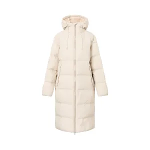 Long Hooded Puffer Jacket Off White