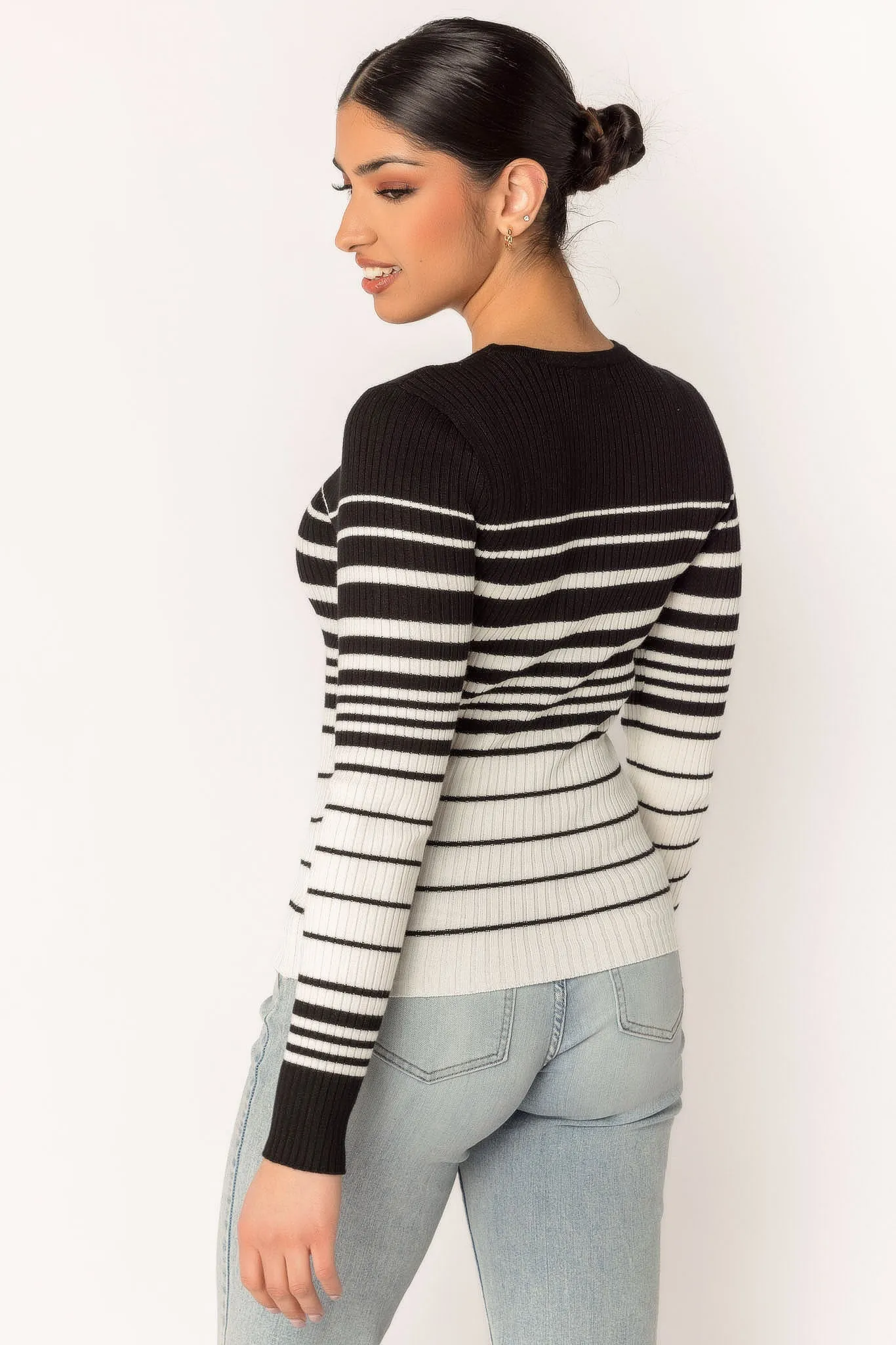 Long Sleeve Crewneck Ribbed Sweater