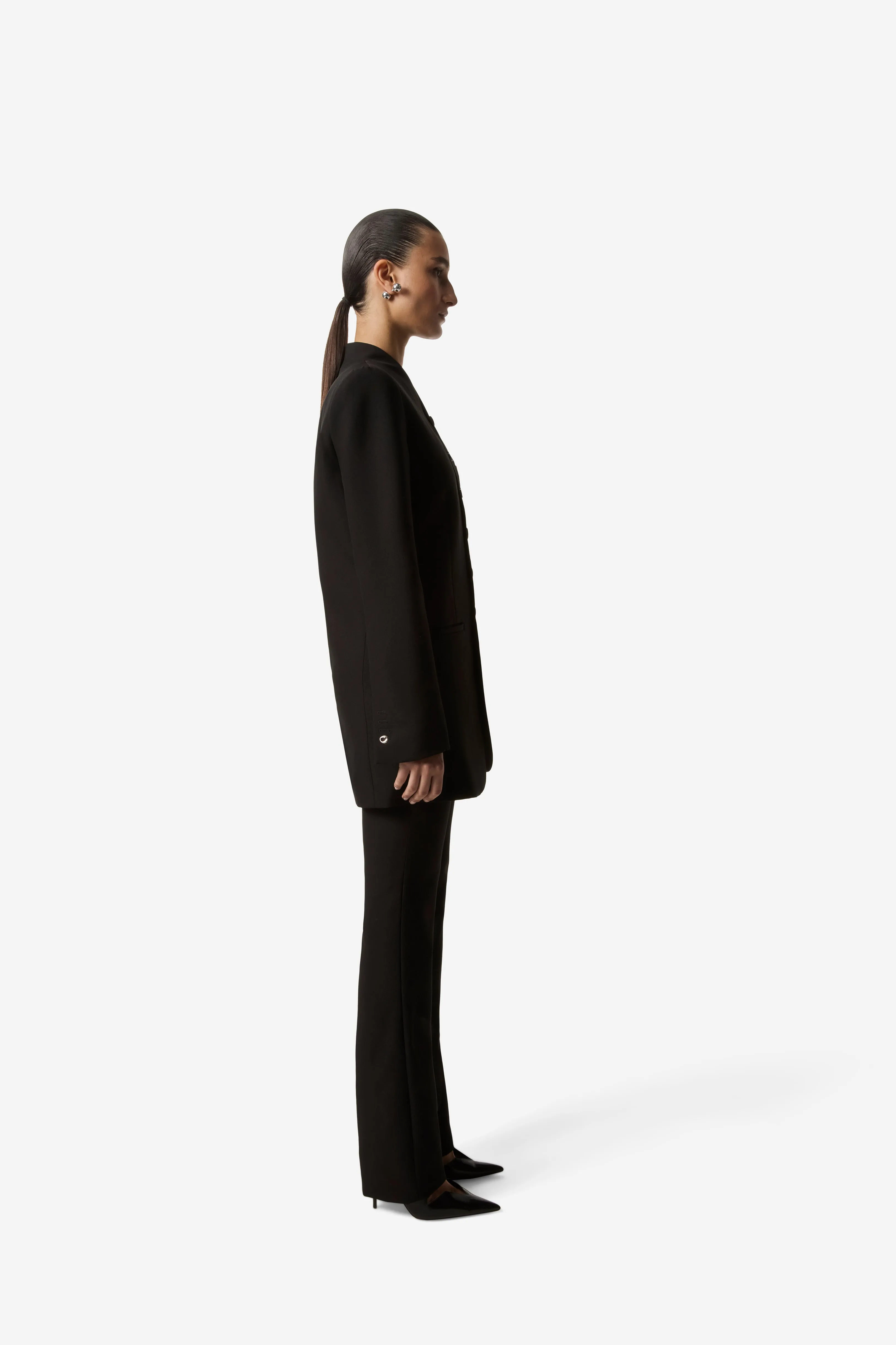 Long Trompe-L'Oeuil Tailored Jacket