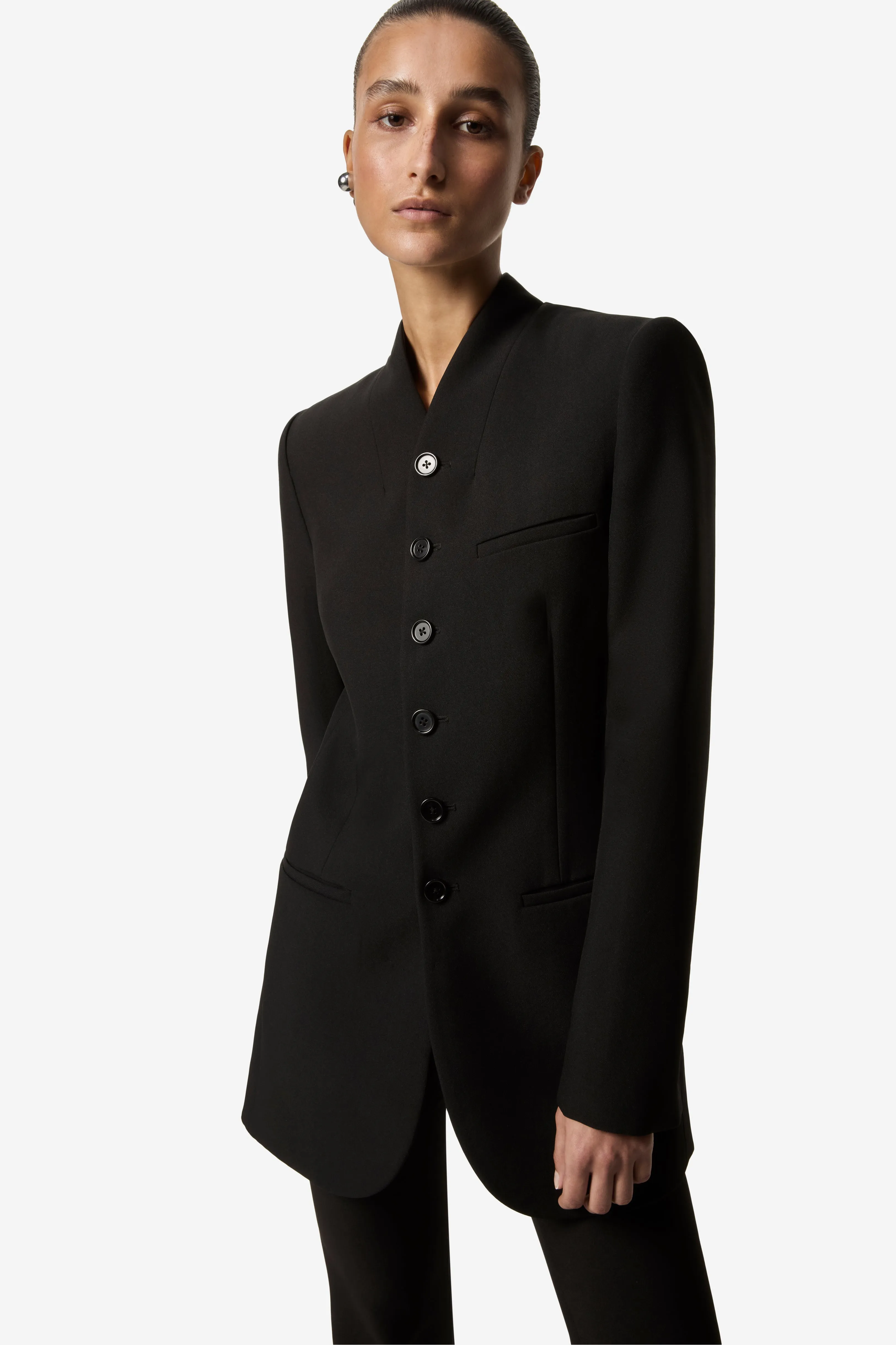 Long Trompe-L'Oeuil Tailored Jacket