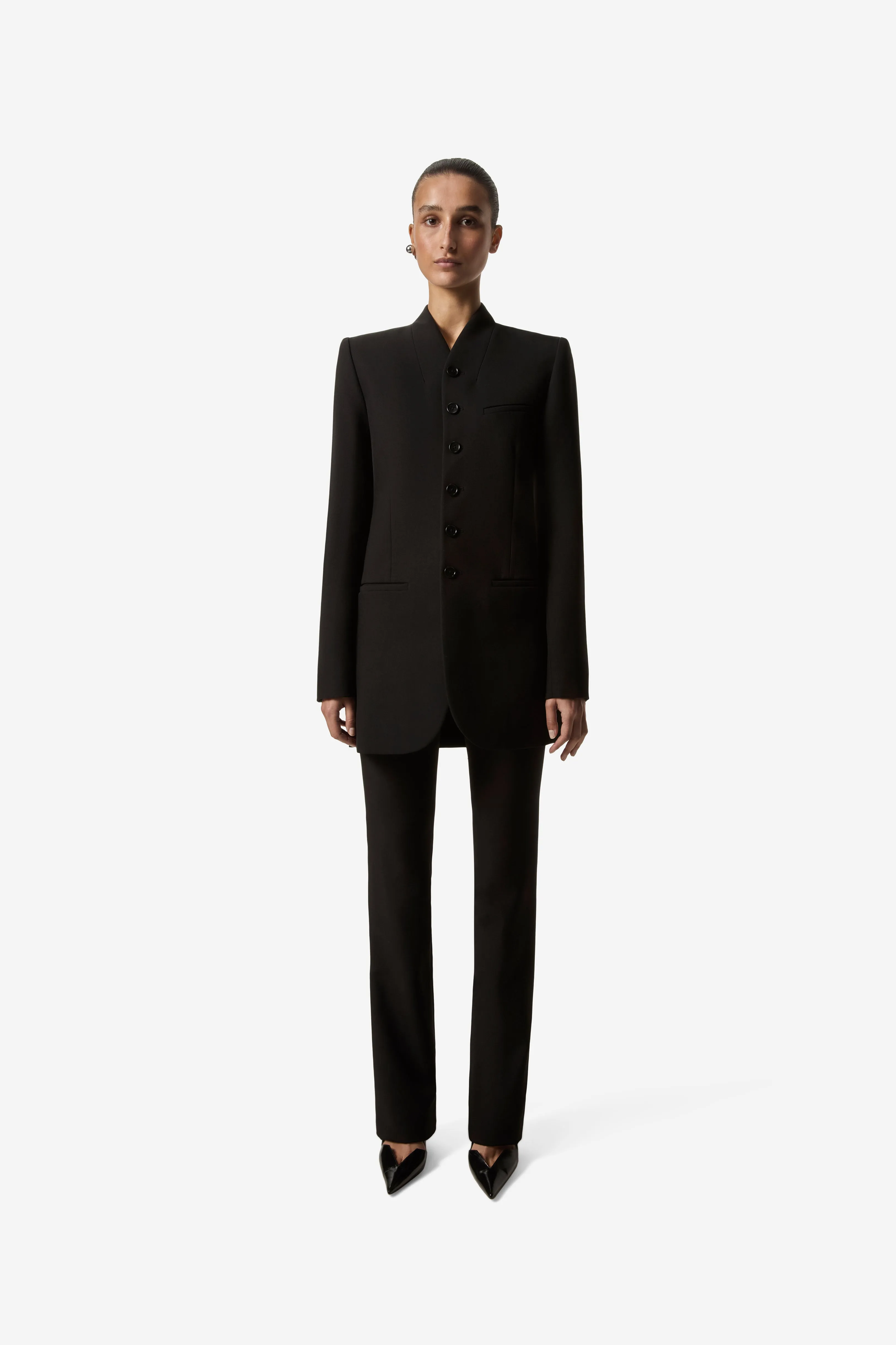 Long Trompe-L'Oeuil Tailored Jacket