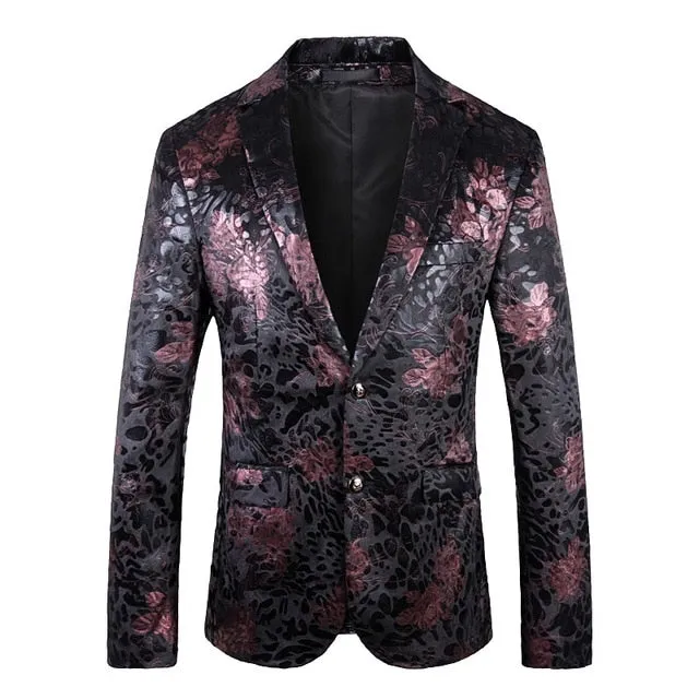 Luxury Floral Jacquard Velvet Blazer