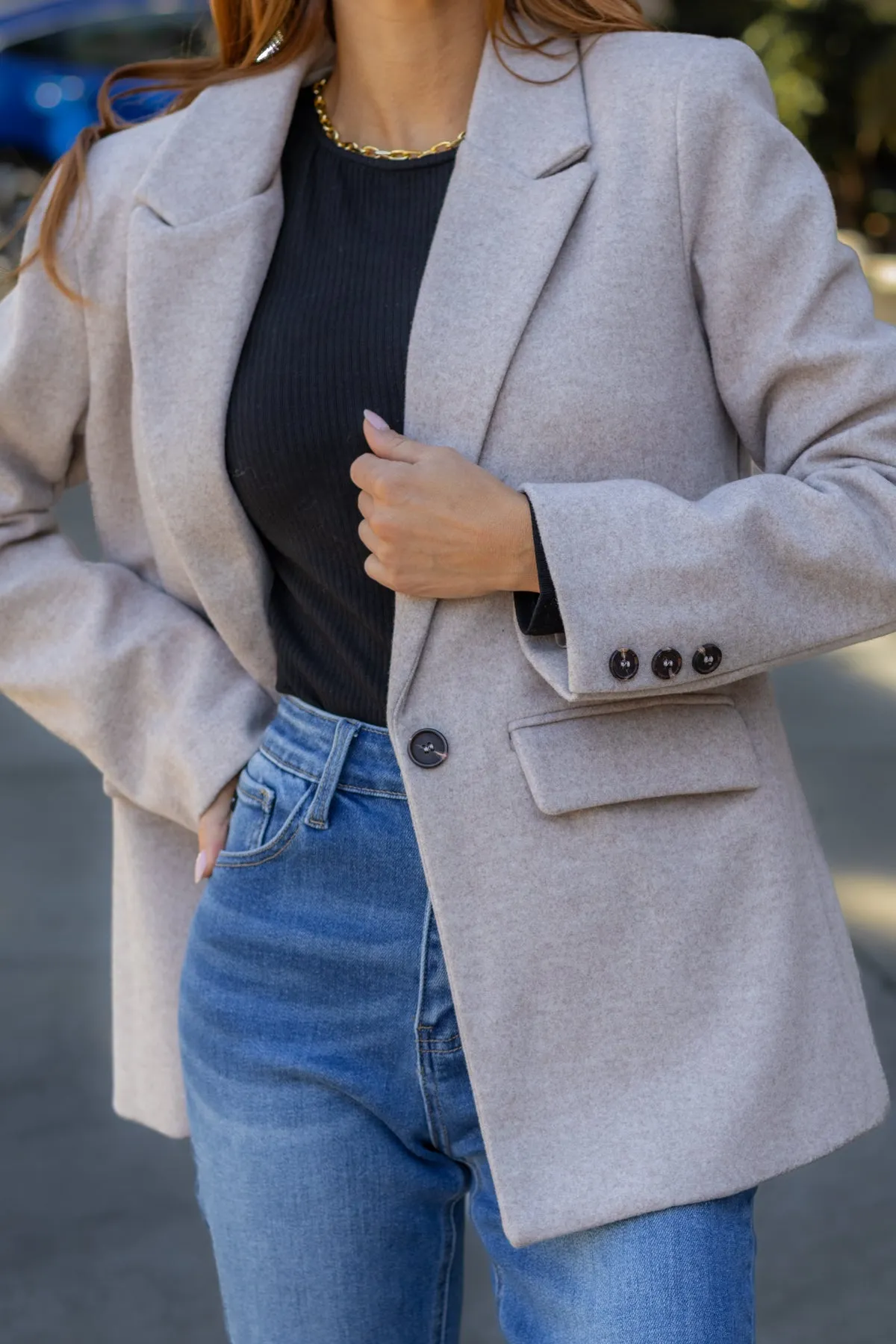 Make An Impression Blazer Coat - Oatmeal