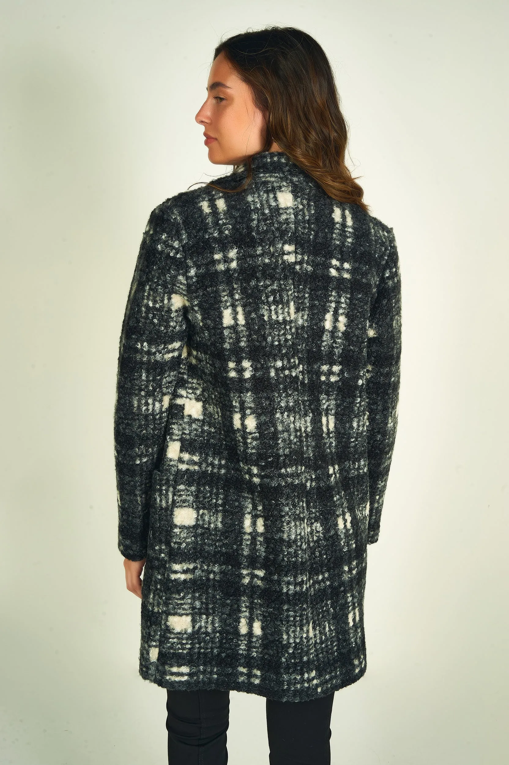 Manteau à carreaux en tissu bouclé - YALINA-B - (R-B5)