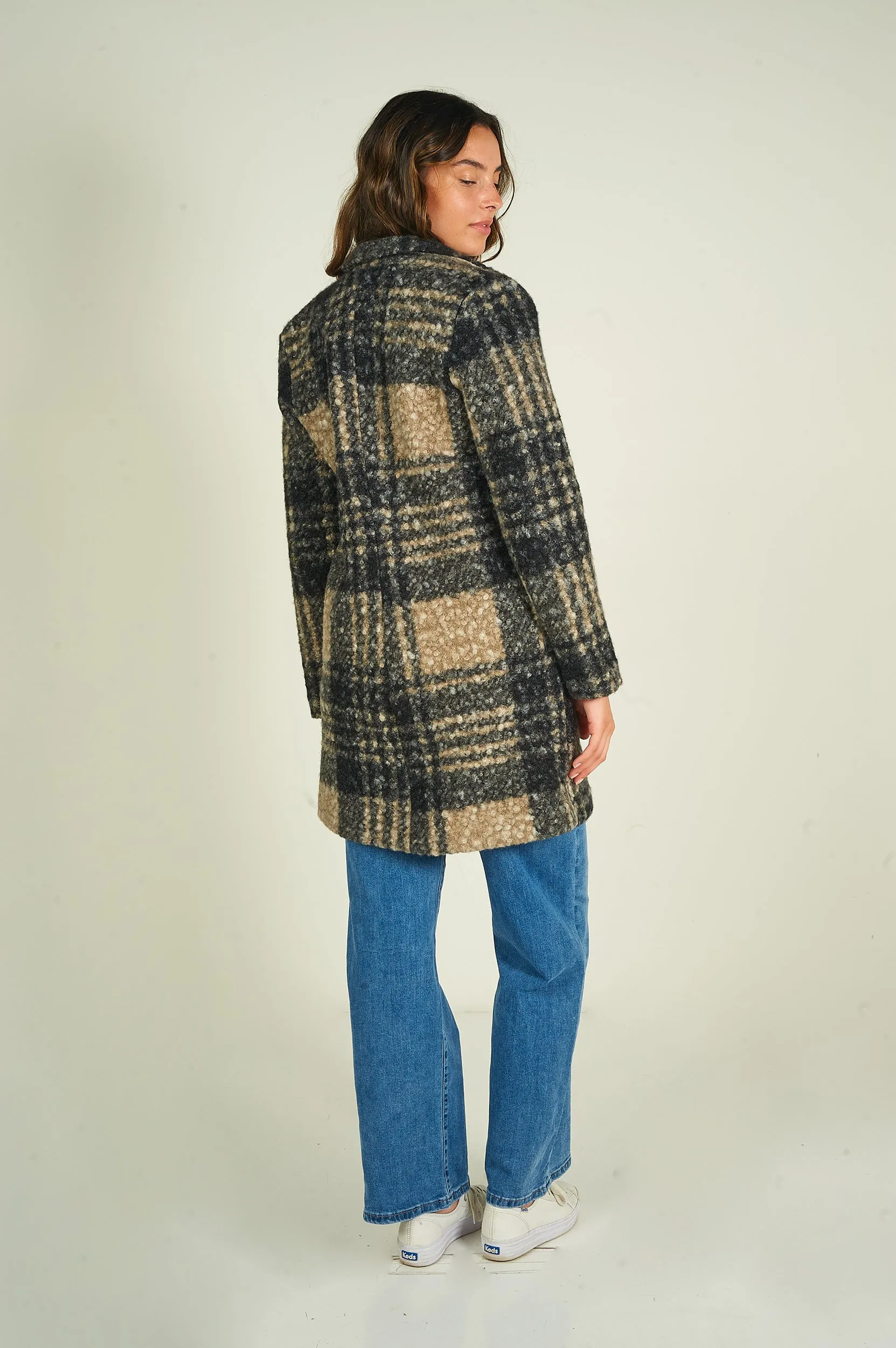 Manteau à carreaux en tissu bouclé - YALINA-B - (R-B5)