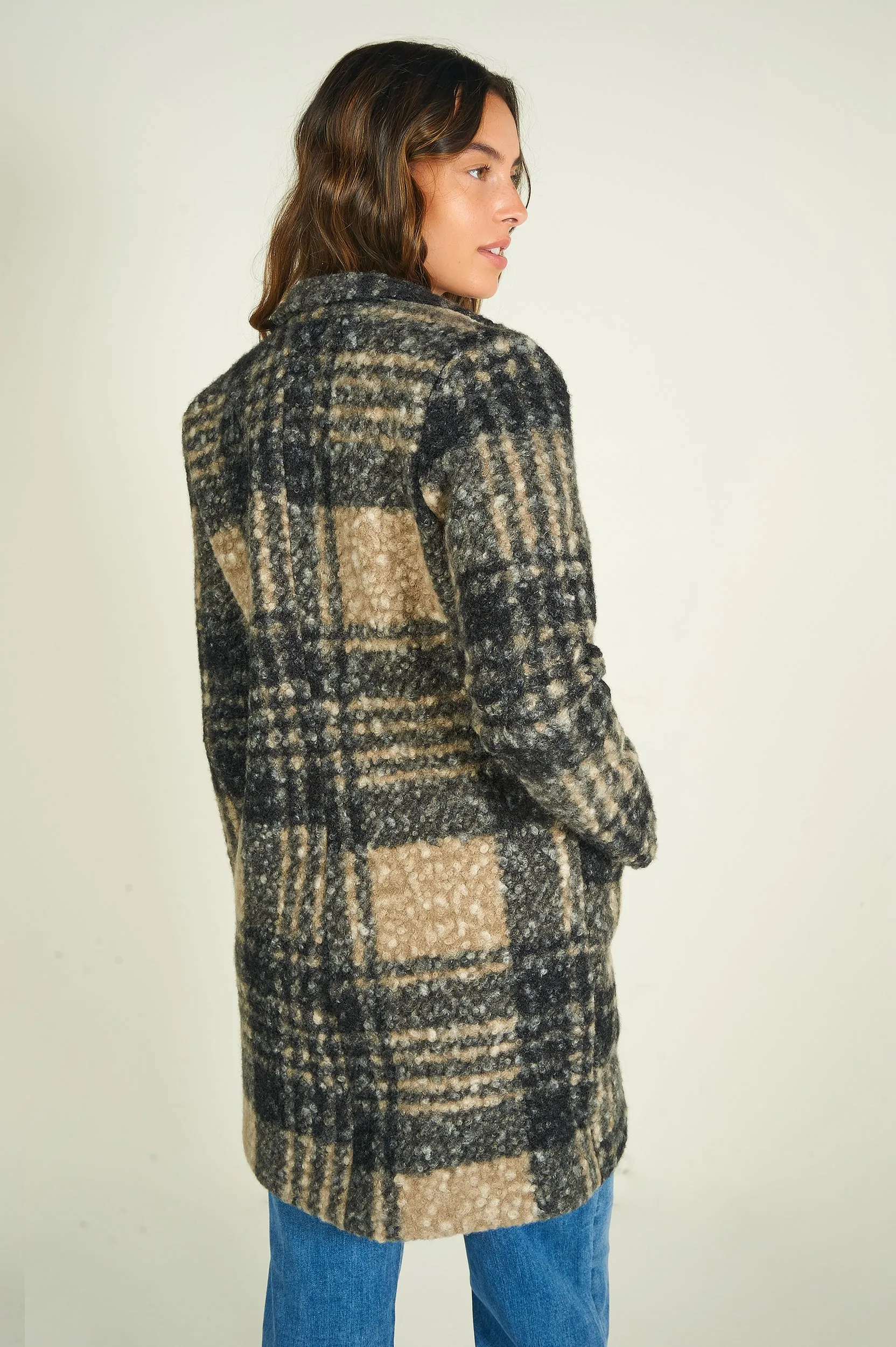 Manteau à carreaux en tissu bouclé - YALINA-B - (R-B5)