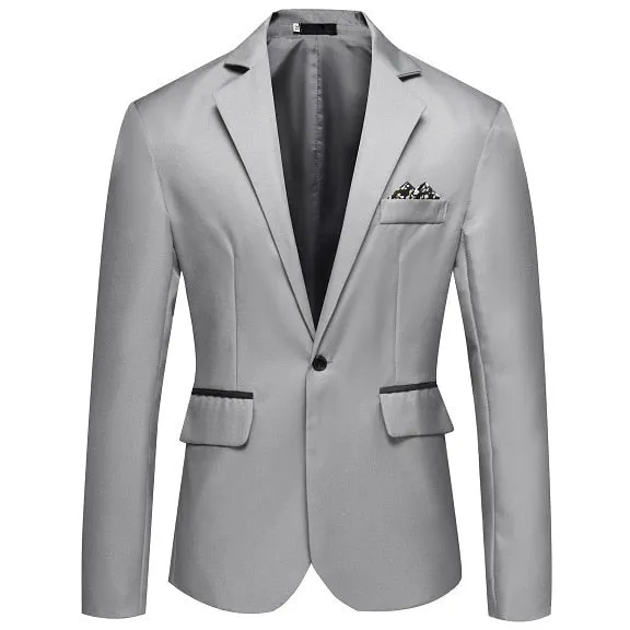 Men Slim Fit Office Blazer Jacket Fashion Solid Mens Suit Jacket Wedding Dress Coat Casual Business Male Suit Coat