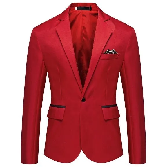 Men Slim Fit Office Blazer Jacket Fashion Solid Mens Suit Jacket Wedding Dress Coat Casual Business Male Suit Coat