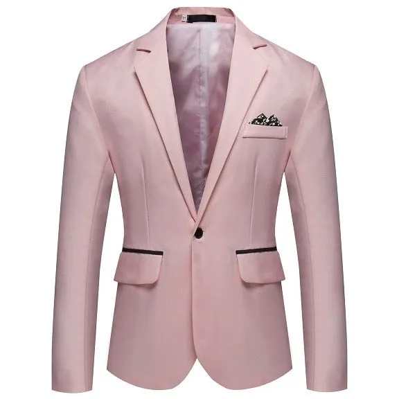 Men Slim Fit Office Blazer Jacket Fashion Solid Mens Suit Jacket Wedding Dress Coat Casual Business Male Suit Coat