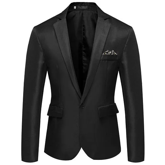 Men Slim Fit Office Blazer Jacket Fashion Solid Mens Suit Jacket Wedding Dress Coat Casual Business Male Suit Coat