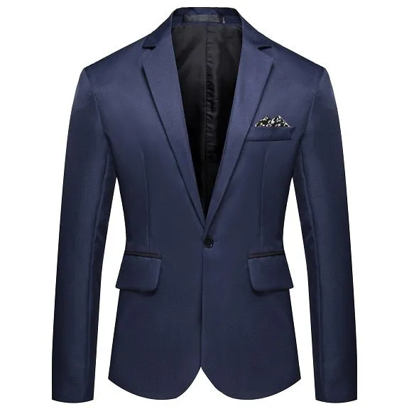 Men Slim Fit Office Blazer Jacket Fashion Solid Mens Suit Jacket Wedding Dress Coat Casual Business Male Suit Coat