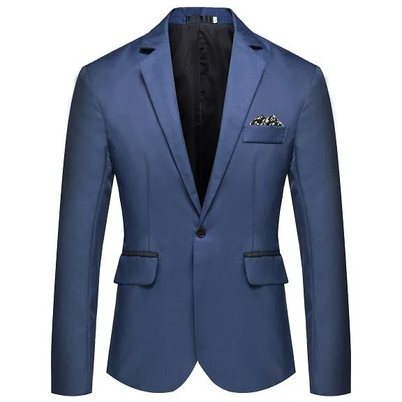 Men Slim Fit Office Blazer Jacket Fashion Solid Mens Suit Jacket Wedding Dress Coat Casual Business Male Suit Coat