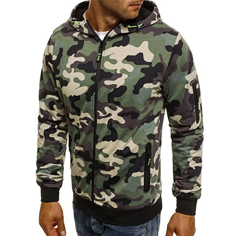 Men's Camouflage Sweatshirt Hooded Cardigan 22160178YM