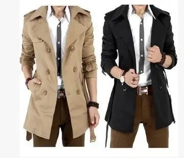 Men's Winter Slim Double Breasted Trench Coat Long Jacket Overcoat Outwear | 1002