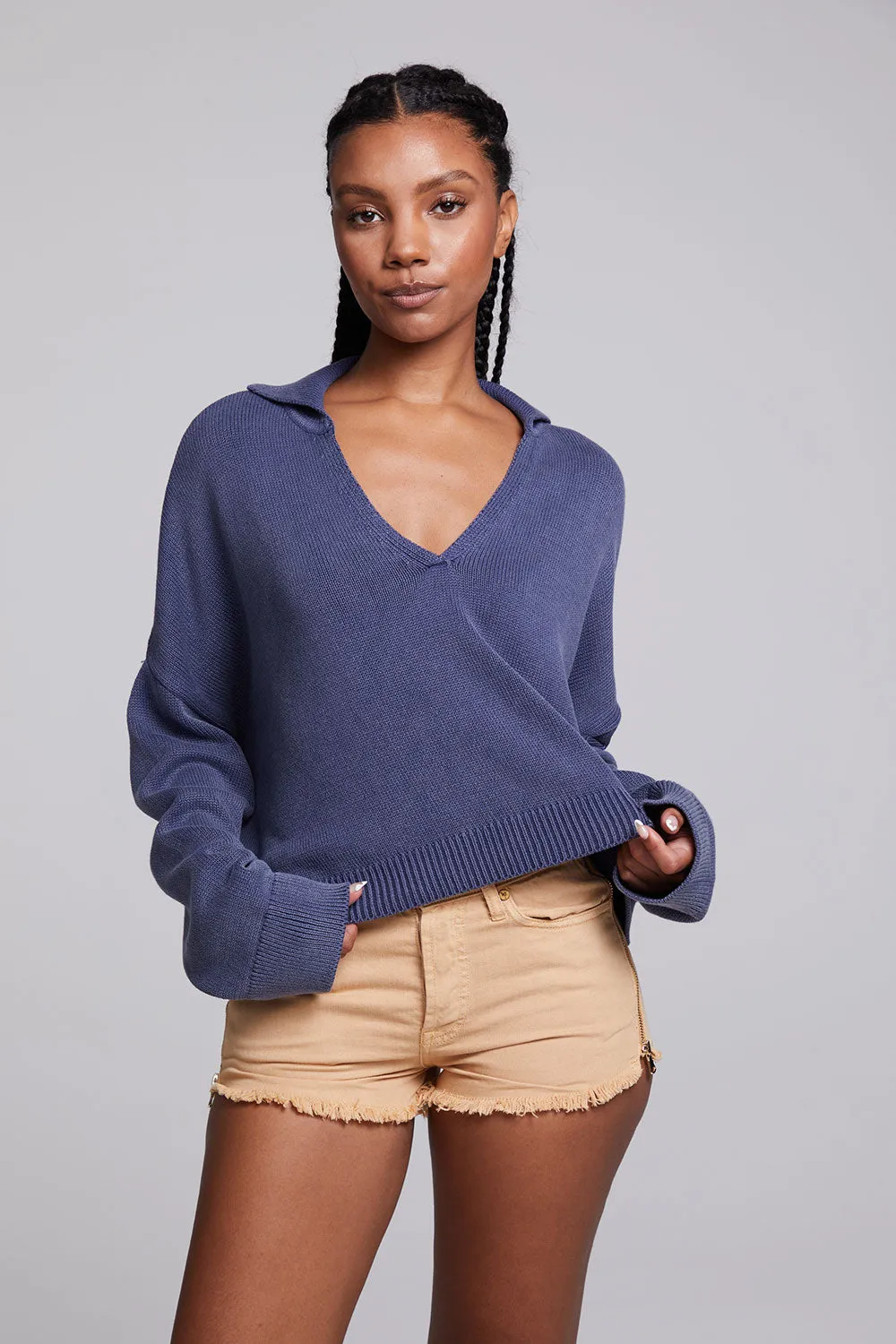 Mercury Washed Indigo Crop Pullover