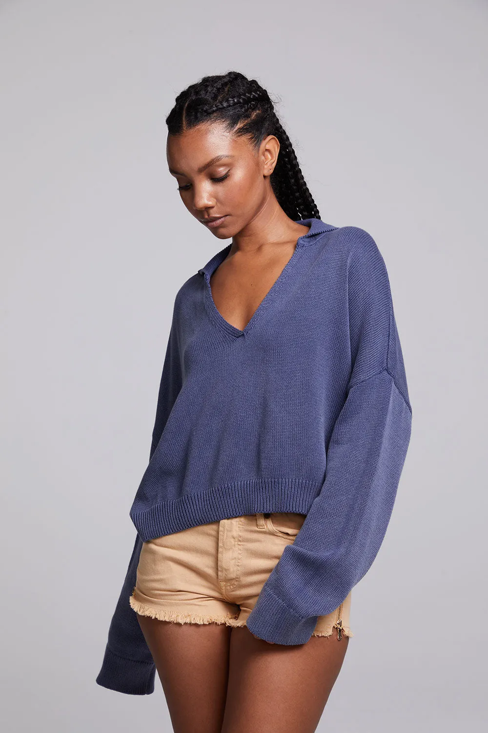 Mercury Washed Indigo Crop Pullover