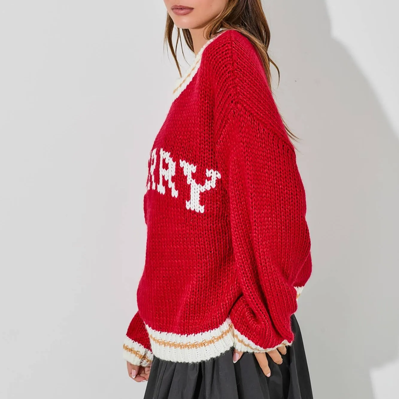 Merry Red Knit Sweater