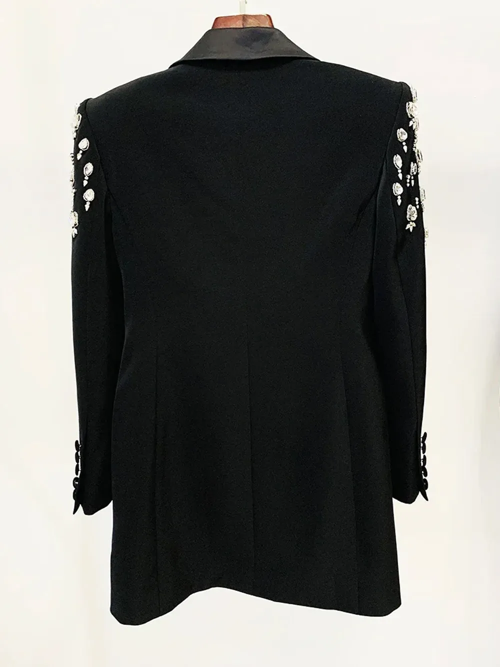 MESSA Beaded Cady Mini Blazer Dress in Black