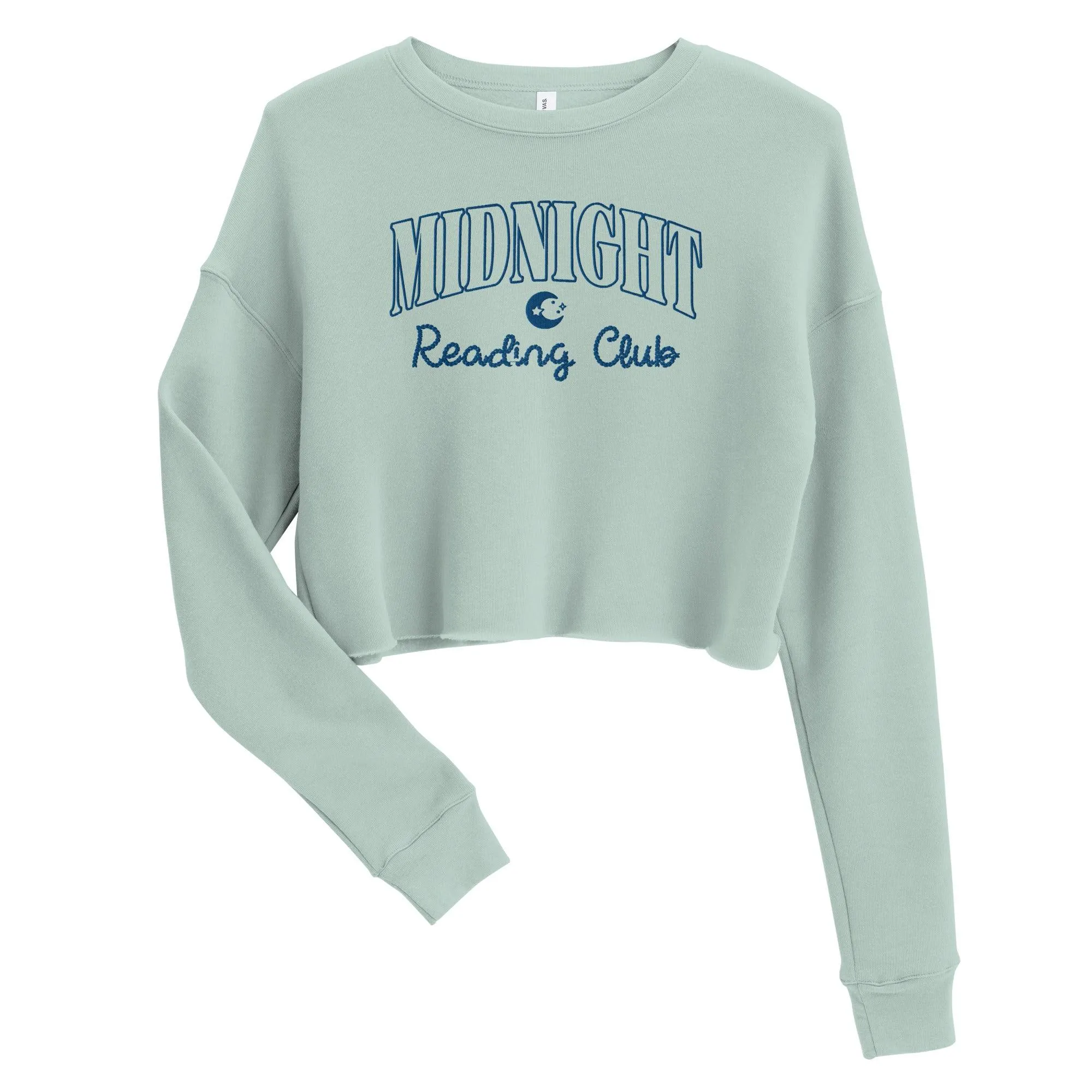 Midnight Reading Club Embroidered Crop Sweatshirt