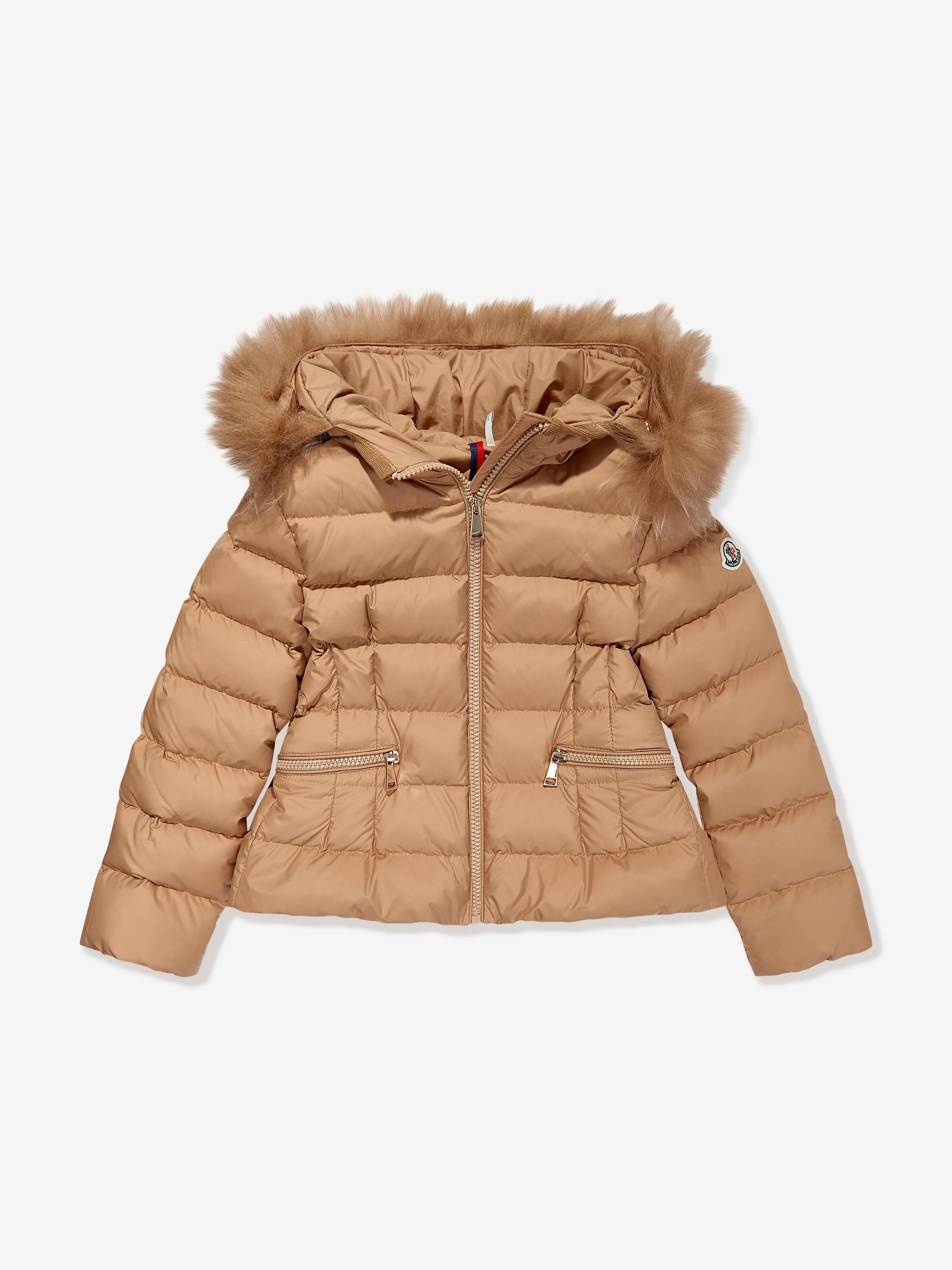 Moncler Enfant Girls Down Padded Boedette Jacket in Beige