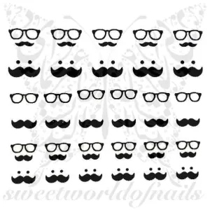 Mustache Nail Art Glasses Nail Stickers