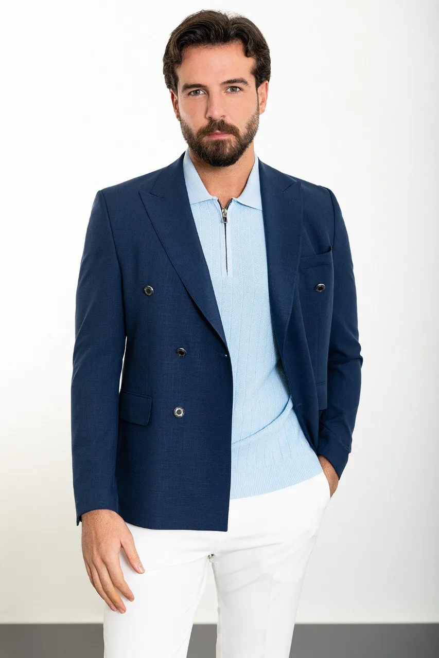 Navy Blue Double Breasted Blazer