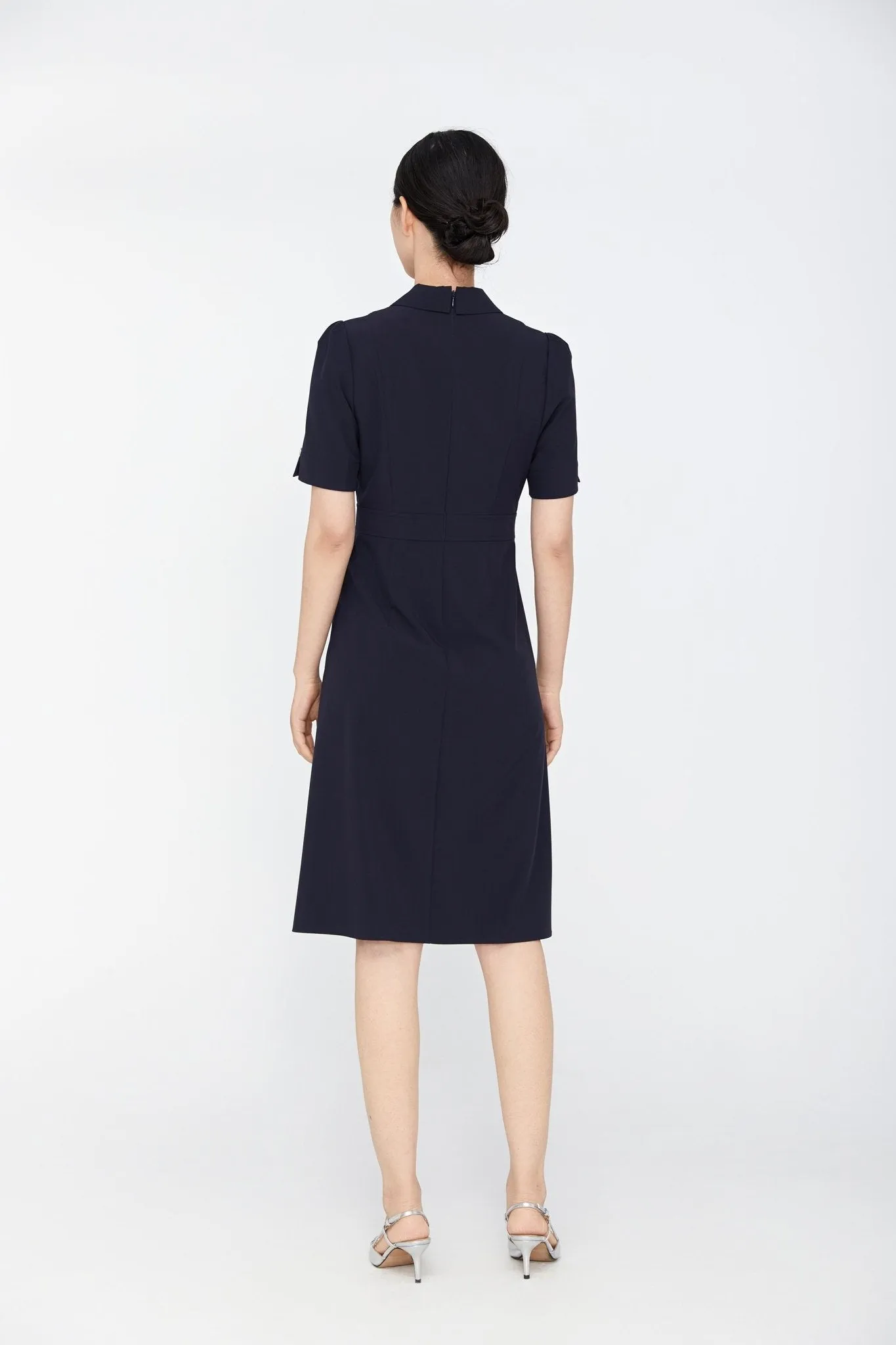 Navy Blue Short Sleeve Blazer Dress