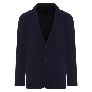 Navy Rever Merino Milano Knit Jacket