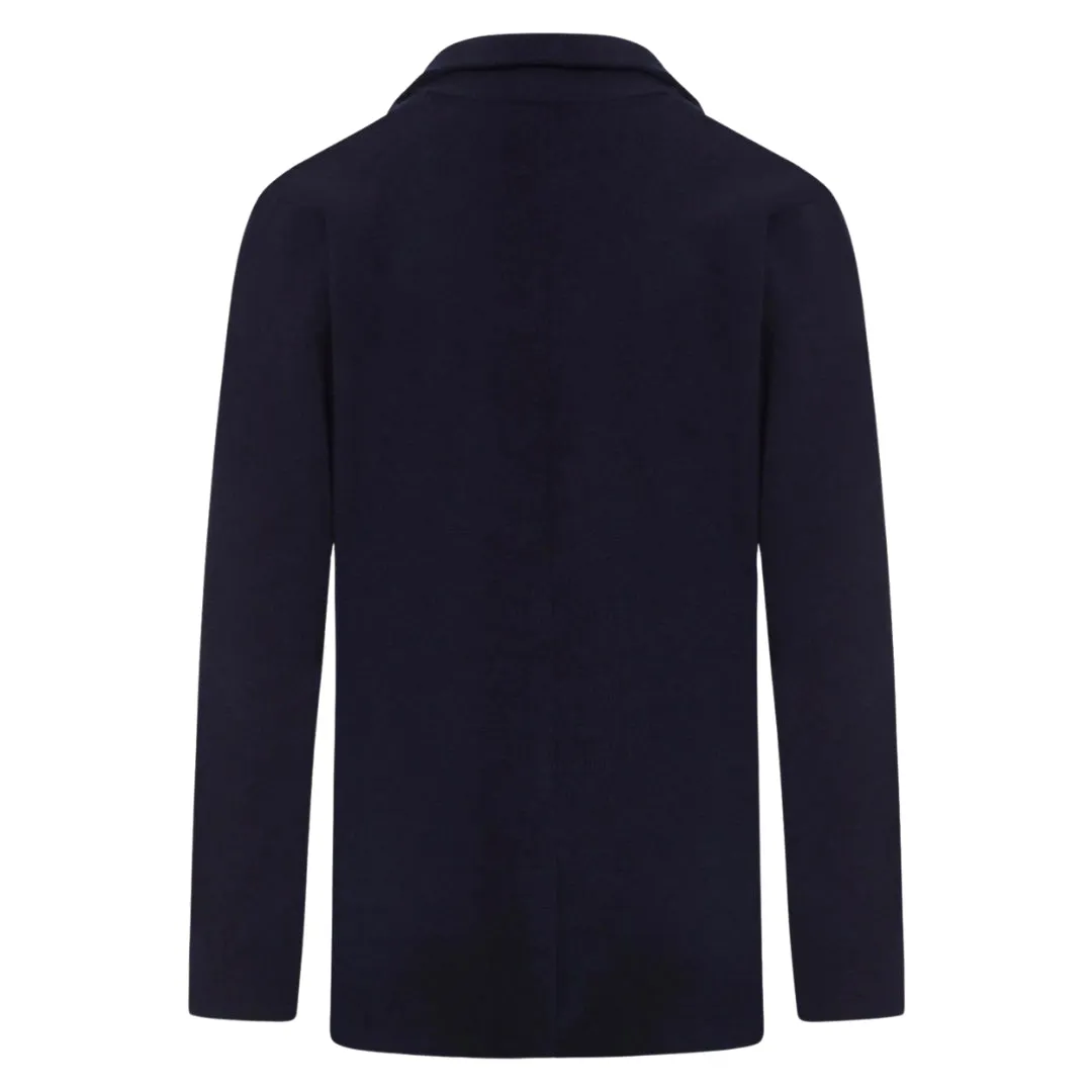 Navy Rever Merino Milano Knit Jacket