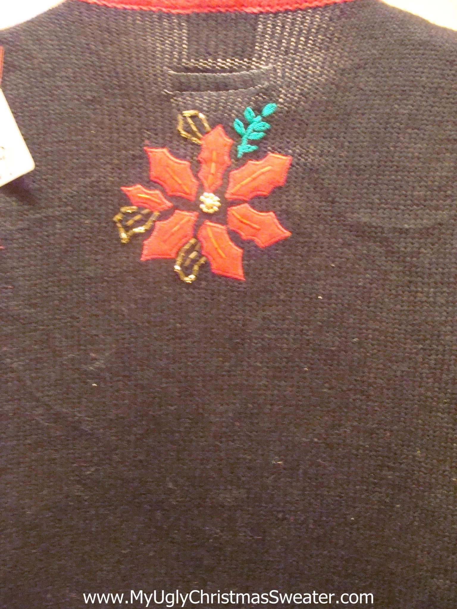 Need to Buy Christmas Sweaters? Light Up Sweater Vest with Bling Poinsettias