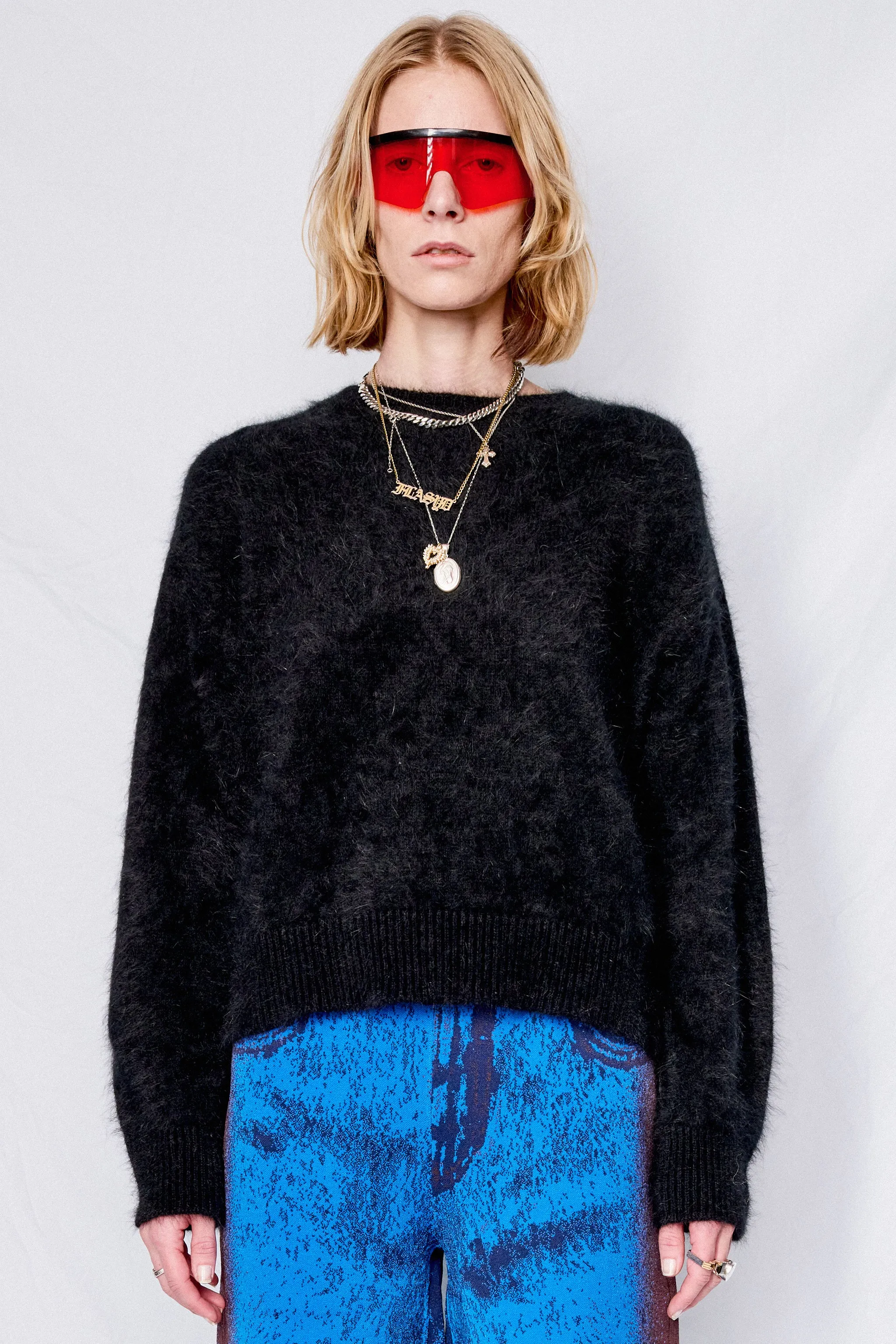 Nero Fuzzy Balloon Sleeve Sweater