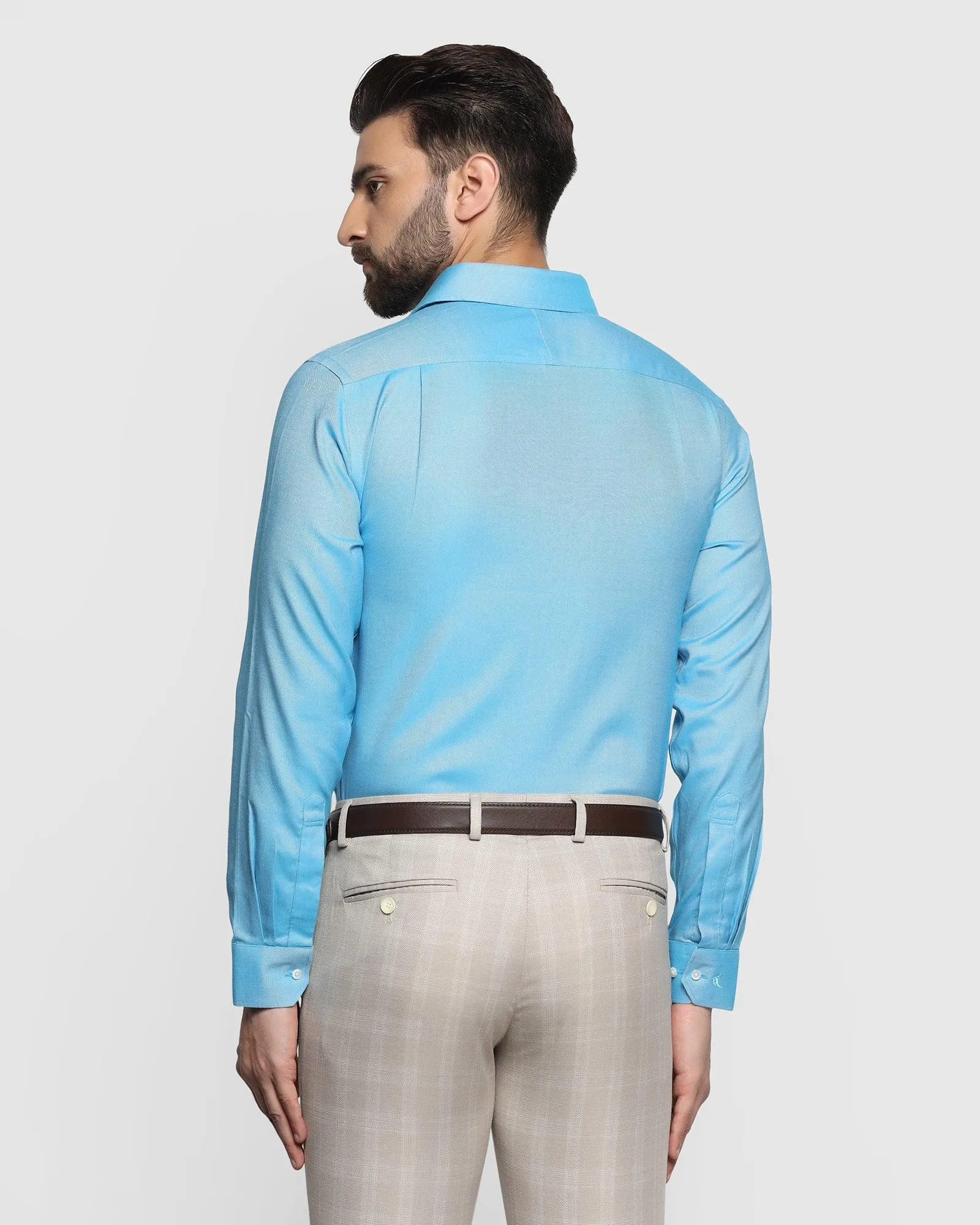 Non Iron Formal Blue Textured Shirt - Decade