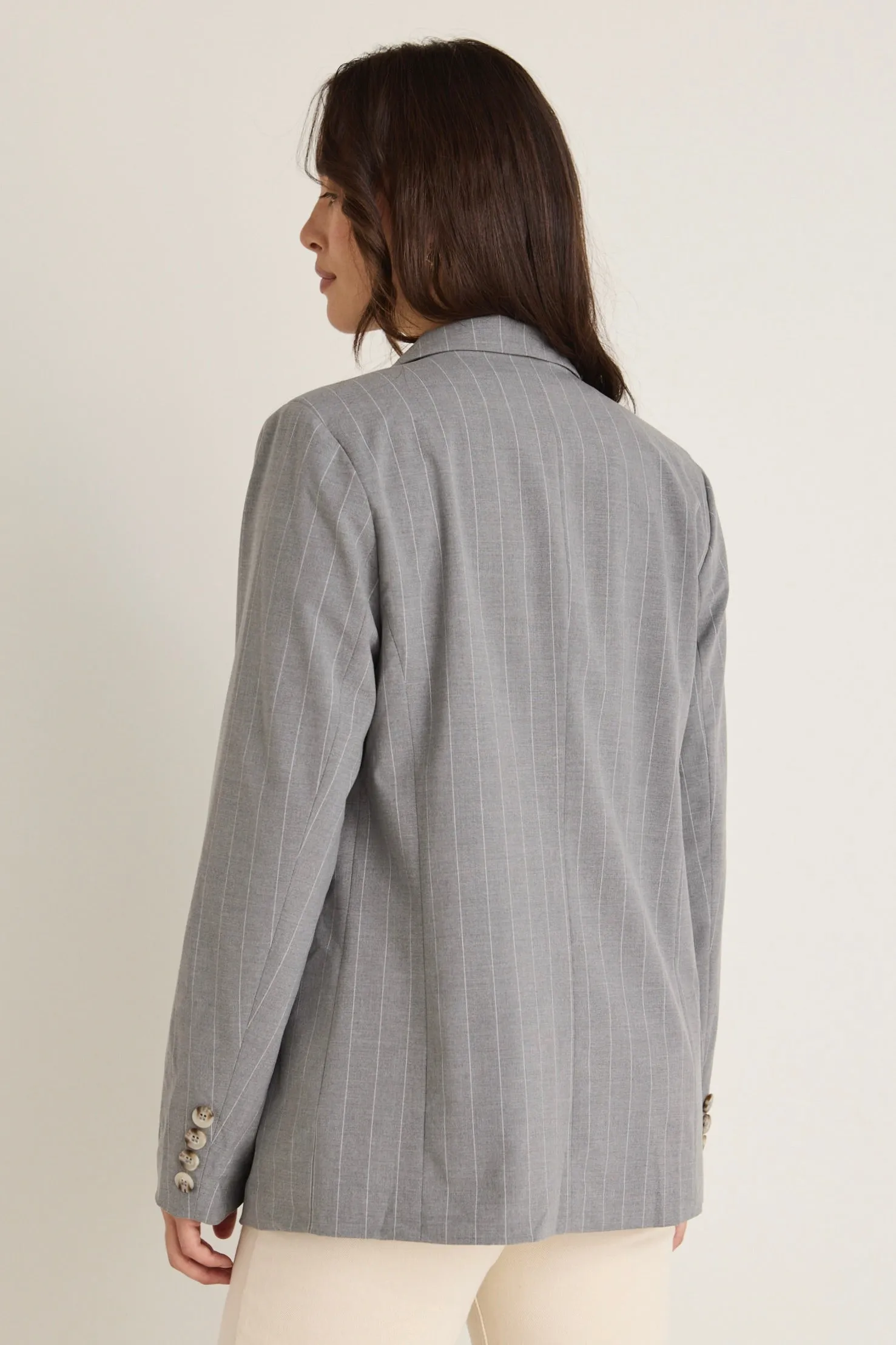 Officer Grey Pinstripe Double Breasted Blazer