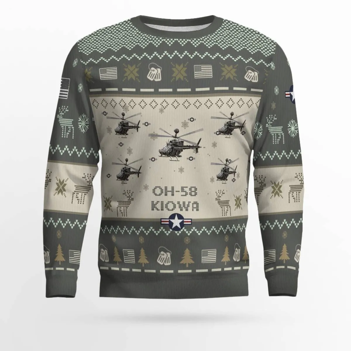 OH-58 Kiowa OH58_Aircraft Ugly Sweater, Ugly Sweater Christmas Shirt for Men Dad Veteran